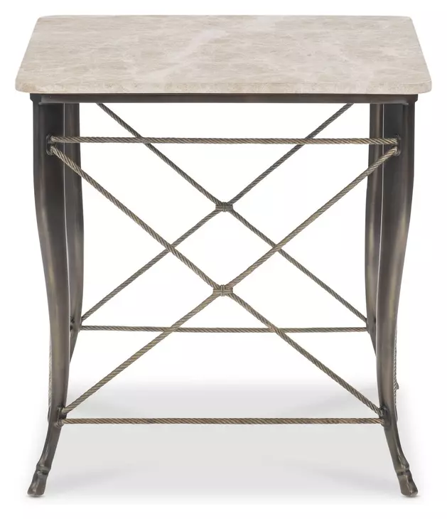 Belvedere Beige and Gray Rectangular Side Table