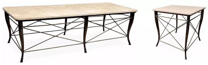 Belvedere Beige and Gray Rectangular Occasional Table Set