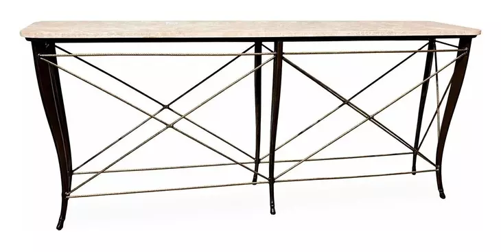 Belvedere Beige and Gray Rectangular Console Table