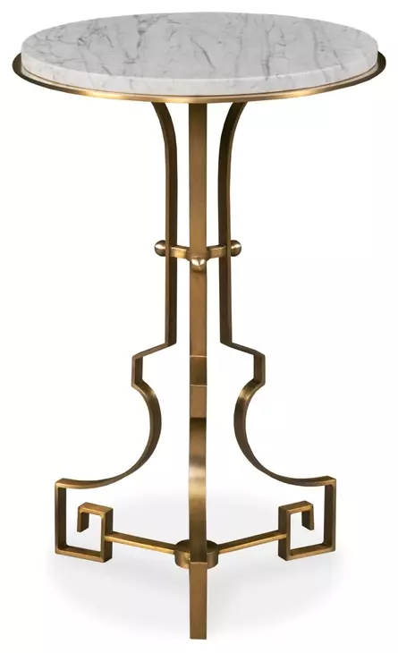 Ferrin White and Gold Marble Top Round Accent Table