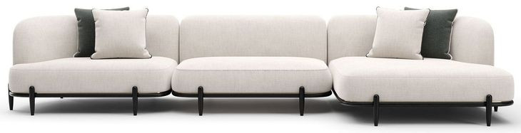 Madera Oatmeal 3 Piece Modular RAF Chaise Sectional with Pillows