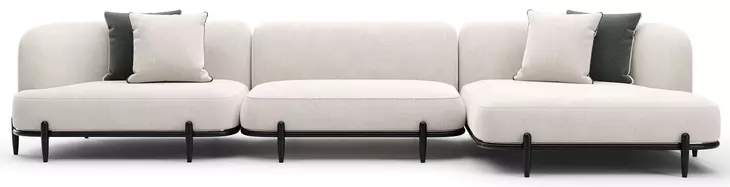 Madera Oatmeal 3 Piece Modular RAF Chaise Sectional with Pillows