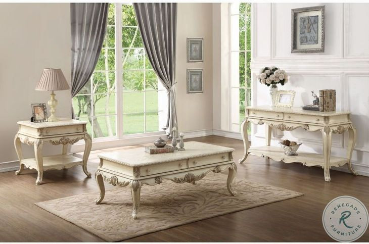 Ragenardus Antique White Rectangular Sofa Table
