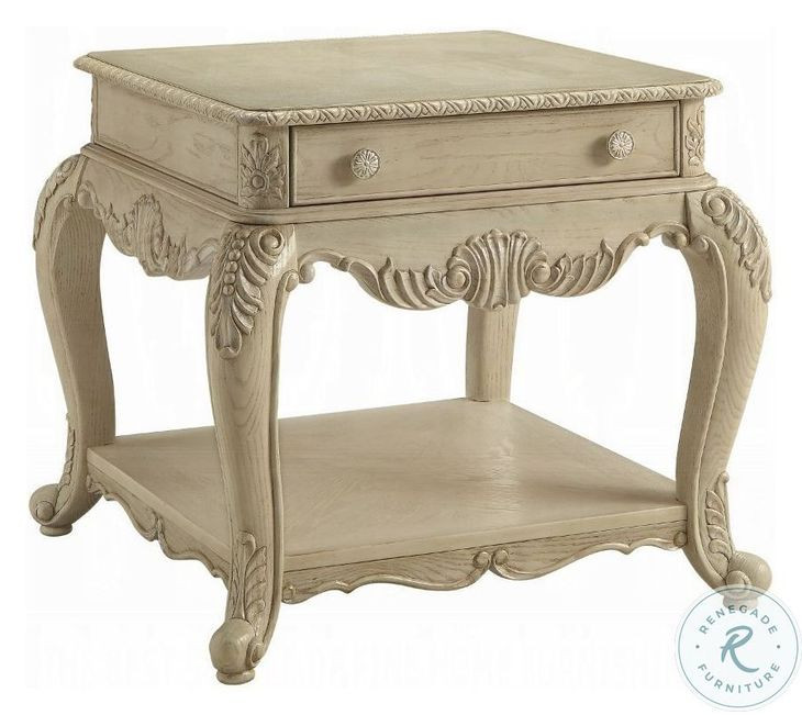 Ragenardus Antique White Rectangular End Table