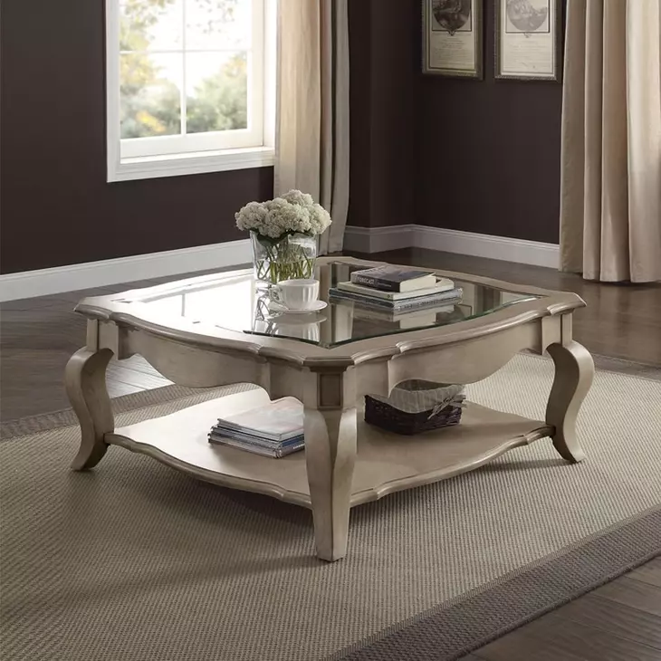 Chelmsford Antique Taupe Glass Top Occassional Table Set