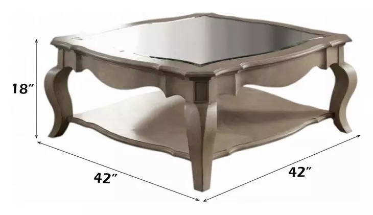 Chelmsford Antique Taupe Square Glass Top Cocktail Table