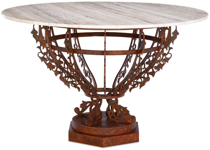 Venetian Cream and Brown 50" Round Center Dining Table