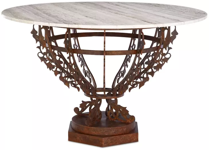 Venetian Cream and Brown 50" Round Center Dining Table
