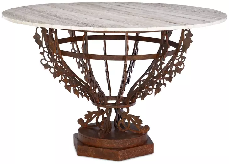 Venetian Cream and Brown 50" Round Center Dining Table
