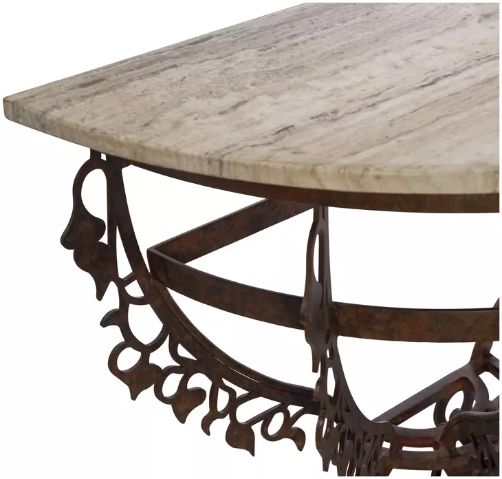 Venetian Brown and Cream Demilune Top Console Table