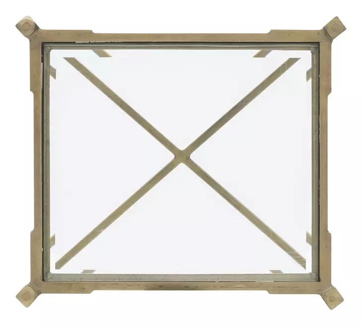 Iron Transparent and Gold Rectangular Glass Top Side Table