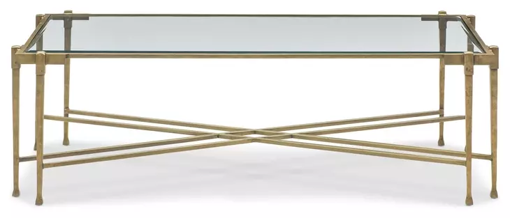 Iron Transparent and Gold Rectangular Occasional Table Set