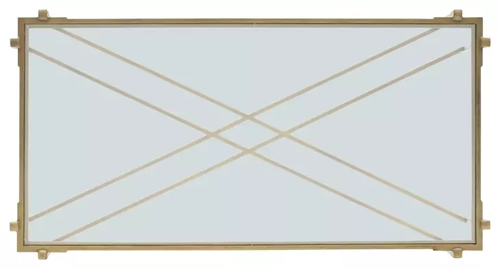Iron Transparent and Gold Rectangular Glass Top Coffee Table