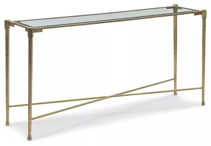 Iron White and Bronze Rectangular Console Table