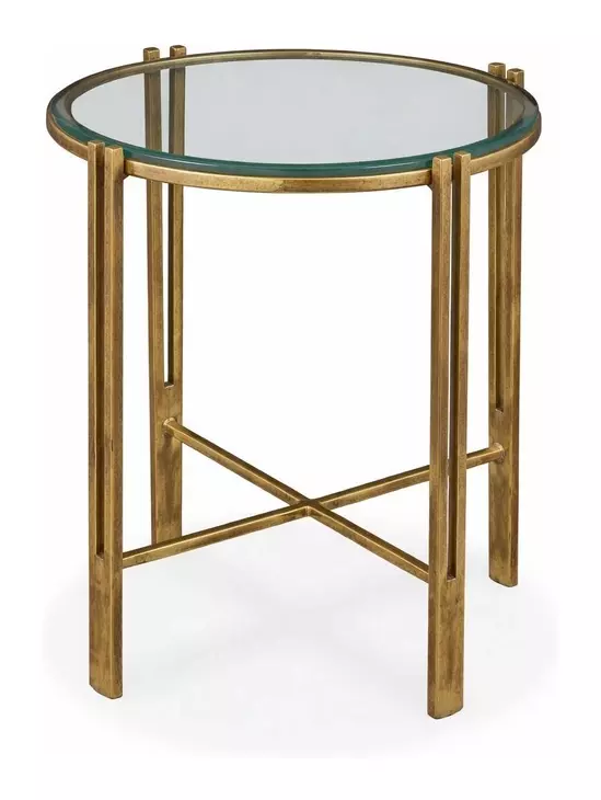 Kensington Transparent and Gold Round Glass Top Side Table