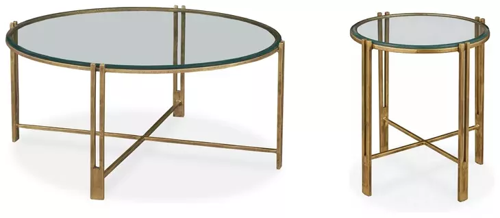 Kensington Transparent and Gold Round Occasional Table Set