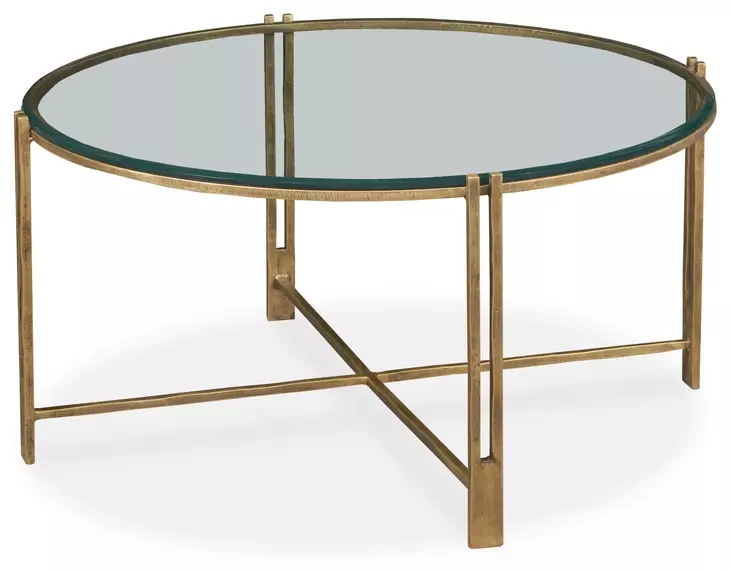 Kensington Transparent and Gold Round Glass Top Cocktail Table