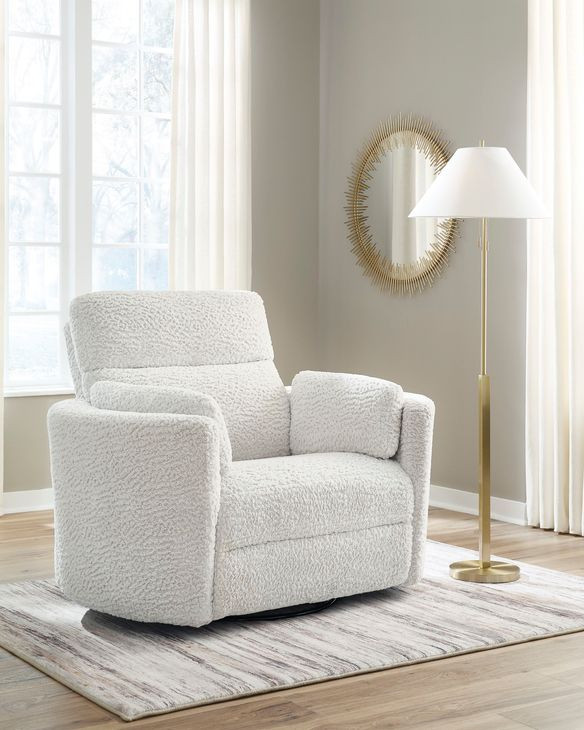 Raemondi Silver Swivel Glider Rocker Power Recliner with USB Charging and Pillows