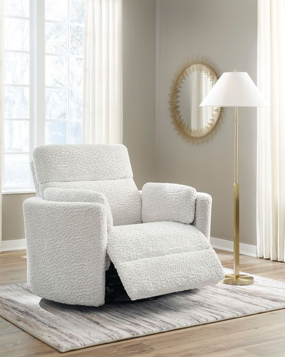 Raemondi Silver Swivel Glider Rocker Power Recliner with USB Charging and Pillows