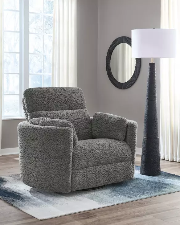 Moonrae Lead Swivel Glider Rocker Power Recliner with USB Charging and Pillows
