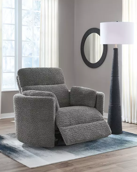 Moonrae Lead Swivel Glider Rocker Power Recliner with USB Charging and Pillows