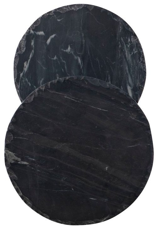 Veronica Brown and Black Round Marble Top Side Table