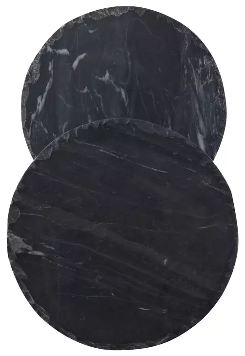 Veronica Brown and Black Round Marble Top Side Table