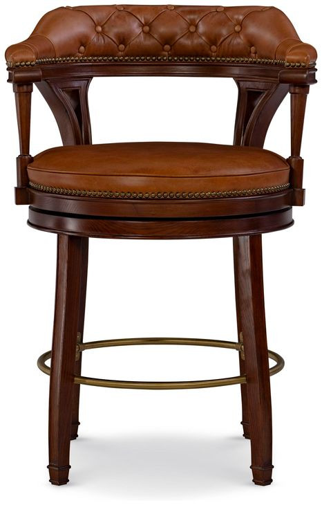 Aubrey Brown Leather Counter Height Stool