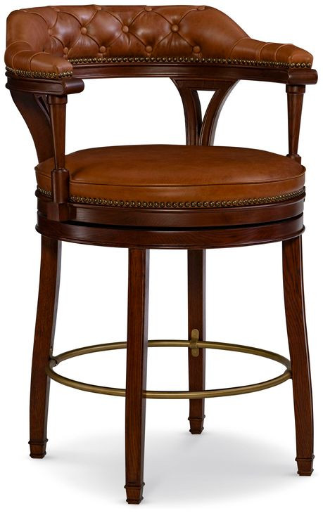 Aubrey Brown Leather Counter Height Stool