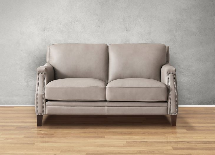 Camden Stone Leather 61" Loveseat with Nailhead Trim
