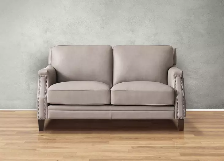 Camden Stone Leather 61" Loveseat with Nailhead Trim