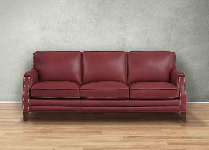 Camden Cranberry Leather Living Room Set