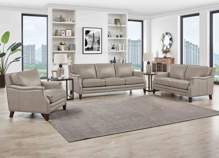 Camden Stone Leather Living Room Set