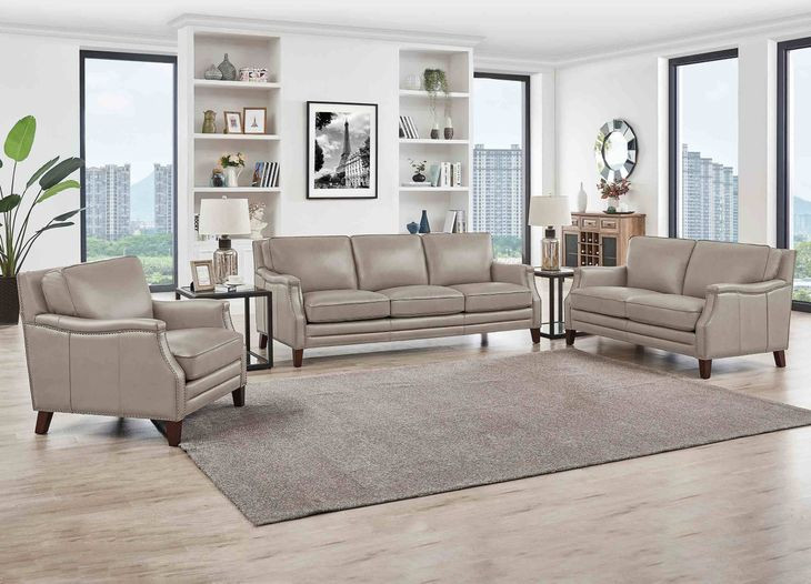 Camden Stone Leather Living Room Set