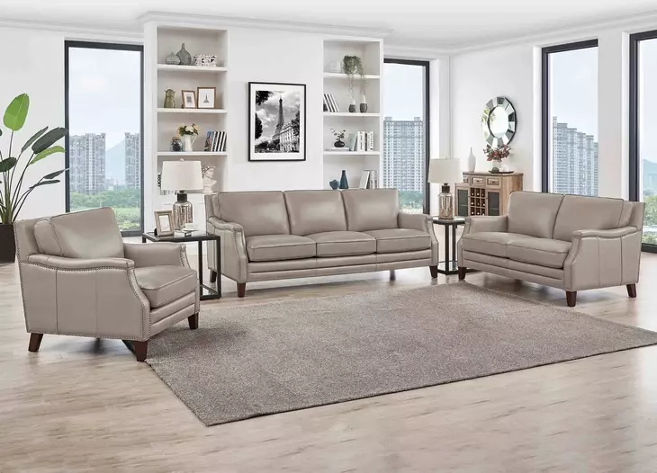 Camden Stone Leather Living Room Set