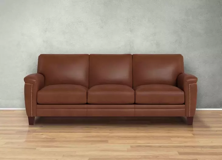 Sherwyn Pecan Leather Living Room Set