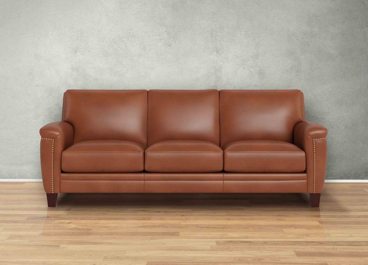Sherwyn Nutmeg Leather Living Room Set
