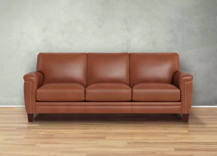 Sherwyn Nutmeg Leather Living Room Set