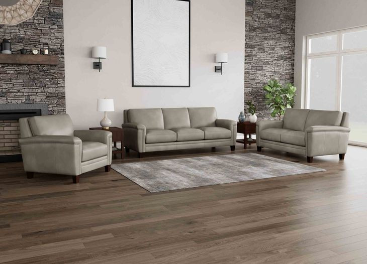Sherwyn Stone Leather Living Room Set