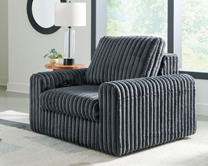 Carnon Gunmetal 50" Power Gliding Chaise with USB Charging