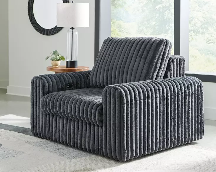 Chalmers Gunmetal 50" Power Gliding Chaise with USB Charging