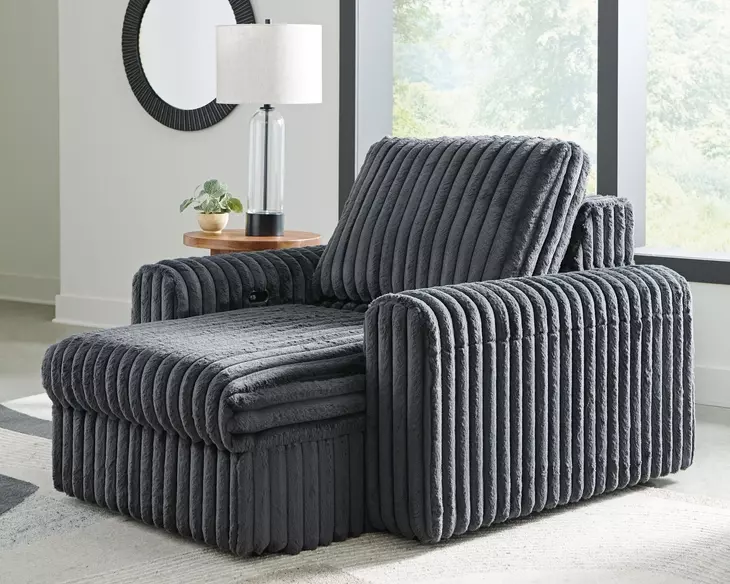 Chalmers Gunmetal 50" Power Gliding Chaise with USB Charging