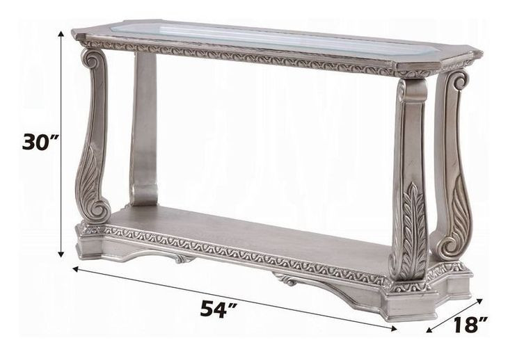 Northville Antique Silver Rectangular Glass Top Sofa Table