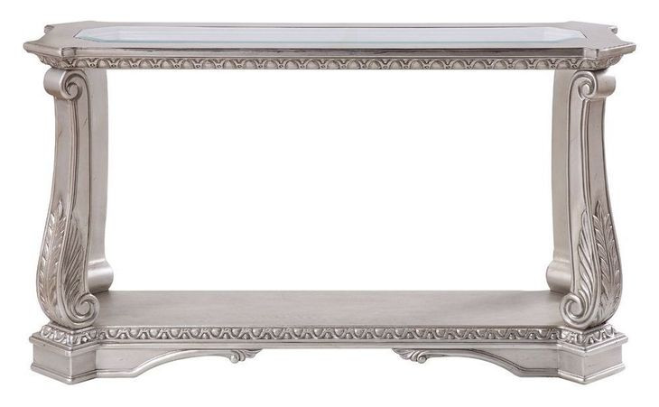Northville Antique Silver Rectangular Glass Top Sofa Table