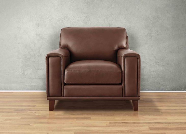 Halwyn Pecan Leather Upholstered Accent Chair
