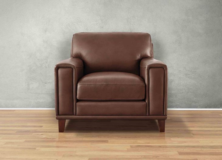 Halwyn Pecan Leather Upholstered Accent Chair