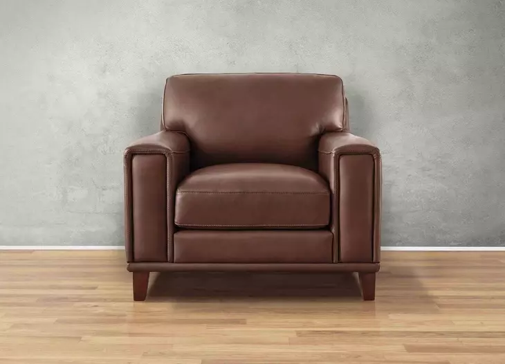 Halwyn Pecan Leather Upholstered Accent Chair