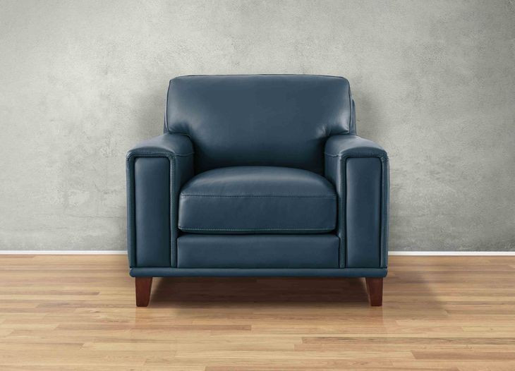 Halwyn Navy Leather Upholstered Accent Chair