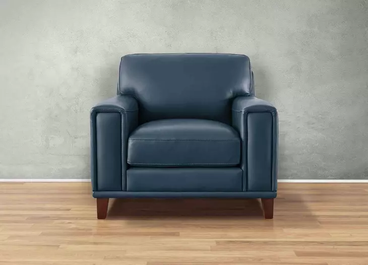 Halwyn Navy Leather Upholstered Accent Chair