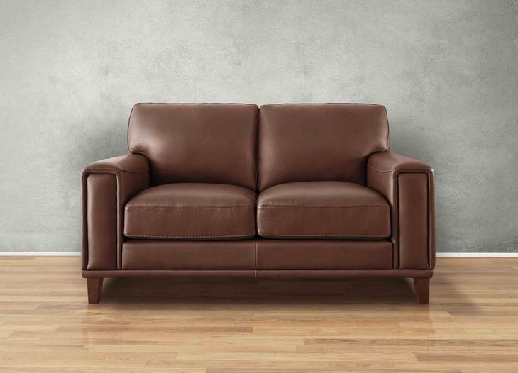Halwyn Pecan Leather 65" Loveseat